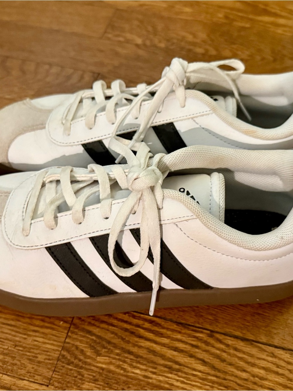 Adidas White and Black Kids Sneakers—big kids size 5.5–women’s 7.5